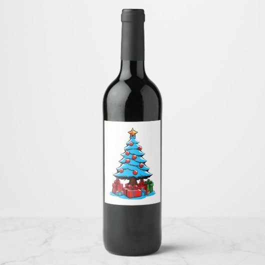 Frohe Weihnachten 3D Weinetikett (Vorderseite)