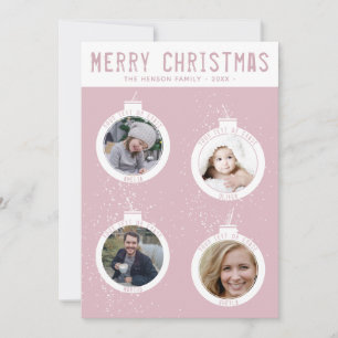Frohe Weihnachten 4 Bälle Pink Familienfoto-Collag