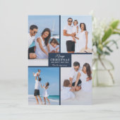 Frohe Weihnachten 4 Foto Collage Navy Blue (Stehend Vorderseite)