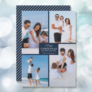 Frohe Weihnachten 4 Foto Collage Navy Blue