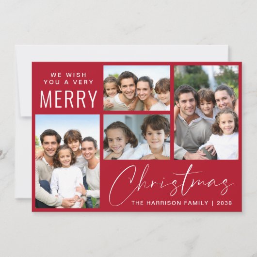 Frohe Weihnachten 4 Foto Script Red (Vorderseite)