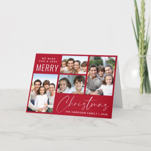 Frohe Weihnachten 4 Foto Script Red (Vorderseite)
