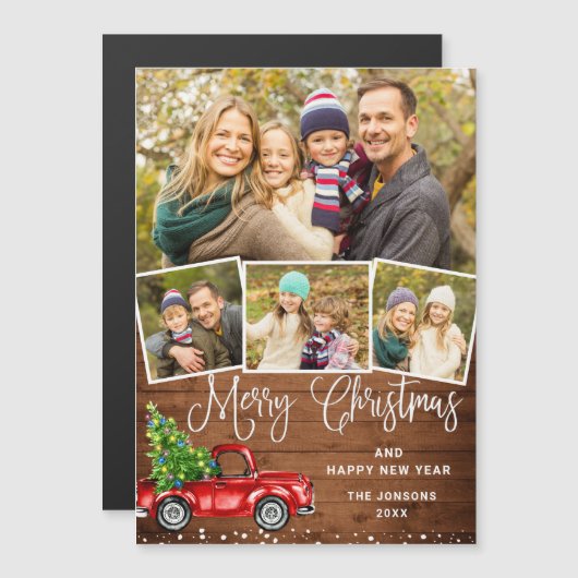 Frohe Weihnachten 4 FOTO Urlaub Magnetkarte (Vorne/Hinten)