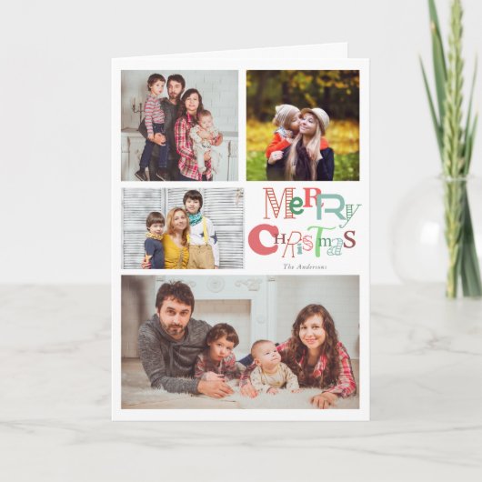 Frohe Weihnachten 4 Fotocollage Typografie Niedlic (Vorderseite)