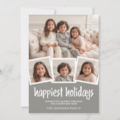 Frohe Weihnachten 4 Fotos Gray Coral Botanical Bac (Vorderseite)