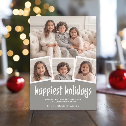 Frohe Weihnachten 4 Fotos Gray Coral Botanical Bac