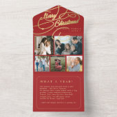 Frohe Weihnachten 5 Foto Collage rustikale rote Ka All In One Einladung (Innen Boden)