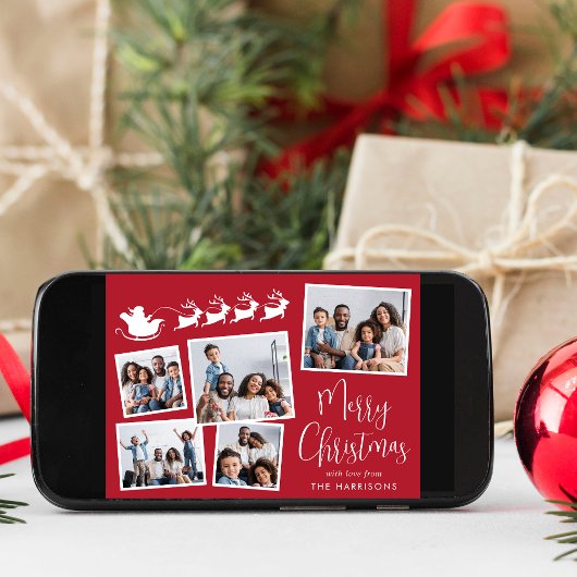 Frohe Weihnachten 5 Foto Collage Santa Sleigh