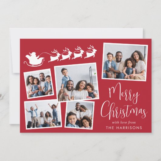 Frohe Weihnachten 5 Foto Collage Santa Sleigh (Vorderseite)