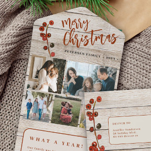 Frohe Weihnachten 5 Fotos rustikale Holzurlaub Kar All In One Einladung