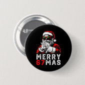 Frohe Weihnachten 6 7 Meme Lustiger Santa 67 Hand  Button (Vorne & Hinten)