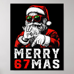 Frohe Weihnachten 6 7 Meme Lustiger Santa 67 Hand Poster