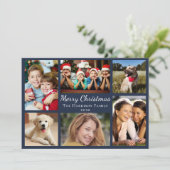 Frohe Weihnachten 6 Foto Collage Blue (Stehend Vorderseite)