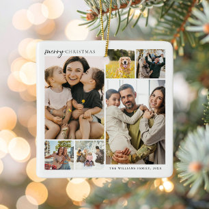 Frohe Weihnachten 6 Foto Collage Keramikornament
