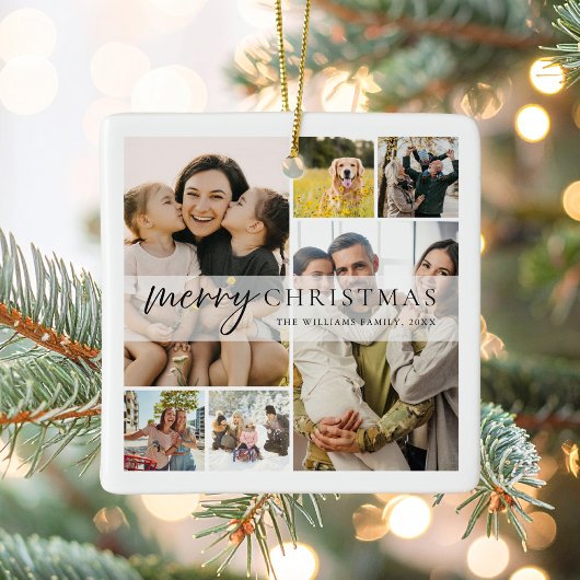 Frohe Weihnachten 6 Foto Collage Keramikornament