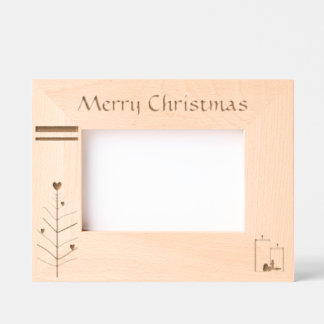 "Frohe Weihnachten" (6" x 4") Geätzte Rahmen
