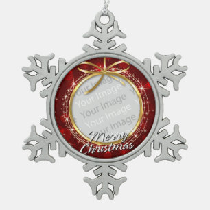 Frohe Weihnachten 76 Zwillingsschneeflocke Ornamen Schneeflocken Zinn-Ornament
