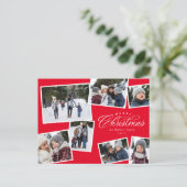 Frohe Weihnachten 7 Foto Collage elegant rot (Stehend Vorderseite)