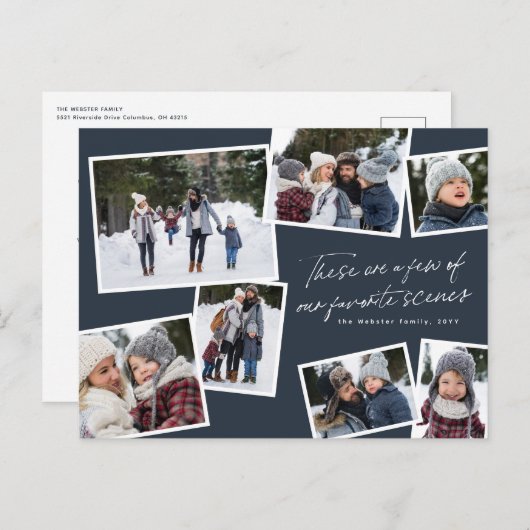 Frohe Weihnachten 7 Foto Collage elegant rot (Vorne/Hinten)