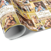 Frohe Weihnachten 8 Foto Collage Gold Personalisie Geschenkpapier (Rolleneckpunkt)