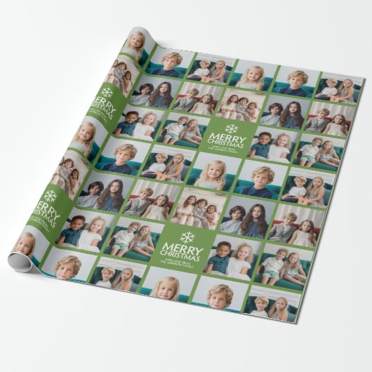 Frohe Weihnachten 8 Foto Collage - Schneeflocken F Geschenkpapier (Ungerollt)