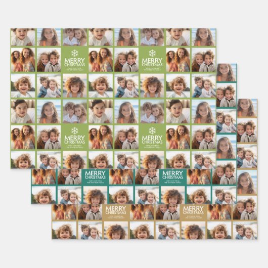 Frohe Weihnachten 8 Foto Collage - Schneeflocken F Geschenkpapier Set (Set)