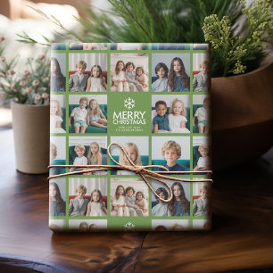 Frohe Weihnachten 8 Fotocollage - Schneeflocken Fa Geschenkpapier