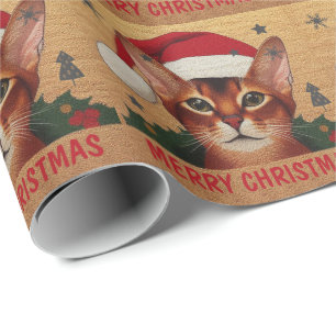 Frohe Weihnachten Abessinienkatze, Weihnachten Wei Geschenkpapier