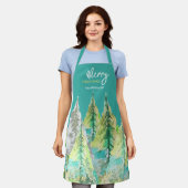 Frohe Weihnachten Abstrakt Winter Wasserfarbe Schürze (Getragen)