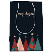 Frohe Weihnachten abstrakte Kunstbäume Mittlere Geschenktüte (Vorderseite)