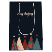 Frohe Weihnachten abstrakte Kunstbäume Mittlere Geschenktüte (Rückseite)