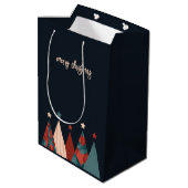 Frohe Weihnachten abstrakte Kunstbäume Mittlere Geschenktüte (Rückseite Schrägansicht)