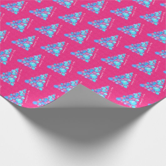 Frohe Weihnachten Abstrakte Lila Bäume rosa Papier Geschenkpapier (Ecke)