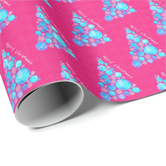 Frohe Weihnachten Abstrakte Lila Bäume rosa Papier Geschenkpapier (Rolleneckpunkt)