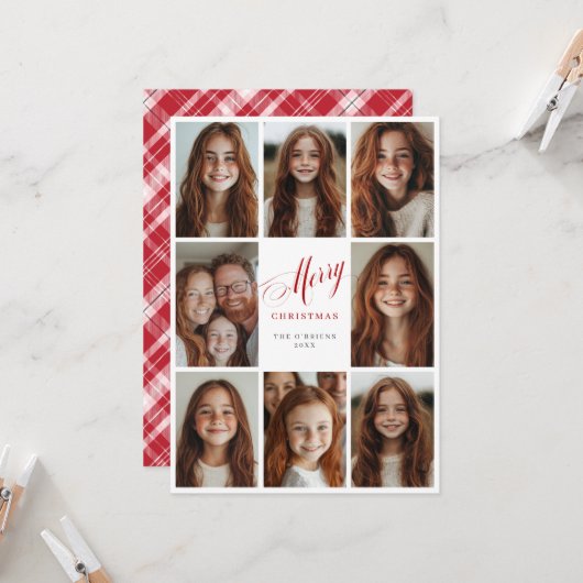 Frohe Weihnachten acht Multi-Foto-Design Einladung (Vorderseite/Rückseite Beispiel)