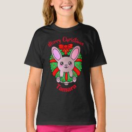Frohe Weihnachten Adorable Baby Bunny in Wreath T-Shirt