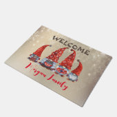 Frohe Weihnachten, Adorable Gnomes Schneeflocken Fußmatte (Schrägansicht)