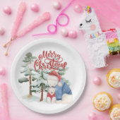 Frohe Weihnachten Adorable Holiday Design Pappteller (Party)