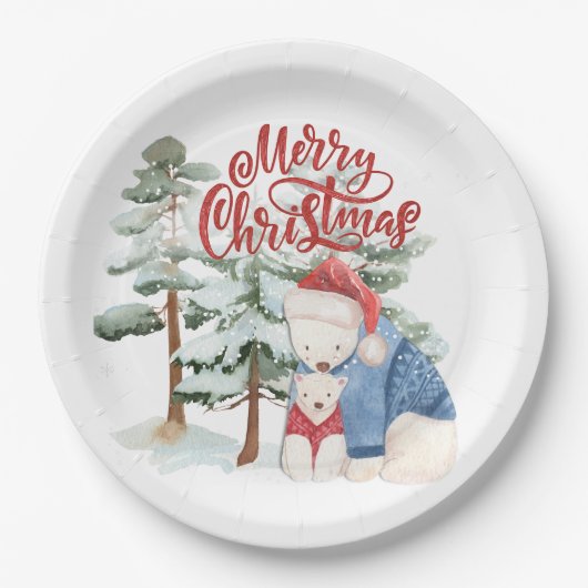Frohe Weihnachten Adorable Holiday Design Pappteller (Vorderseite)