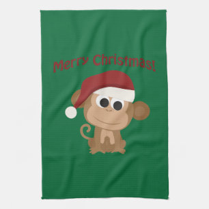 Frohe Weihnachten! Affe Geschirrtuch
