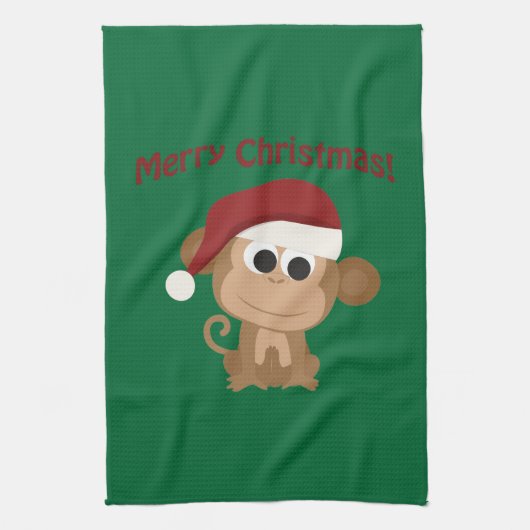 Frohe Weihnachten! Affe Geschirrtuch (Vertikal)