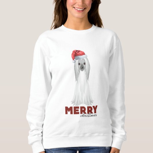 Frohe Weihnachten Afghanischer Windhund Dog Sweatshirt (Vorderseite)