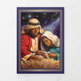 Frohe Weihnachten. Afrikanische Krippenkunst Dreifach Gefaltete Urlaubskarte