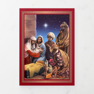 Frohe Weihnachten. Afrikanische Krippenkunst Dreifach Gefaltete Urlaubskarte