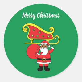 Frohe Weihnachten Afrikanischer Weihnachtsmann Gre Runder Aufkleber