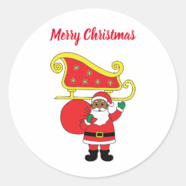 Frohe Weihnachten Afrikanischer Weihnachtsmann Runder Aufkleber