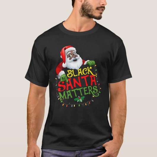 Frohe Weihnachten Afro American Santa Black Matter T-Shirt (Vorderseite)