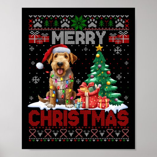 Frohe Weihnachten Airedale Terrier Dog Lover Ugly Poster (Vorne)