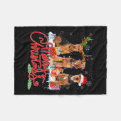 Frohe Weihnachten Airedale Terrier Santa Reindeer Fleecedecke (Vorderseite (Horizontal))