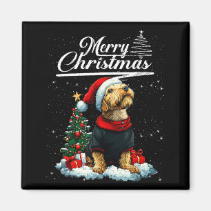 Frohe Weihnachten Airedale Terrier Weihnachtsmann Magnet